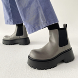 XZ110-251522#切尔西短靴男冬季厚底增高马丁靴灰色大头靴P130，男鞋马丁靴，星座110