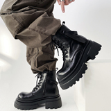 XZ110-251529#马丁靴男中筒黑色系带增高机车靴男友风P130，男装工装外套，星座110