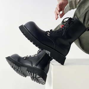 XZ110-25368#英伦风黑色厚底马丁靴男冬季增高工装靴青年潮鞋P135，男装工装外套，星座110