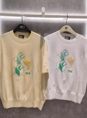 FILA斐乐2025夏新款女装运动休闲圆领编织衫短袖T恤F11W528404F