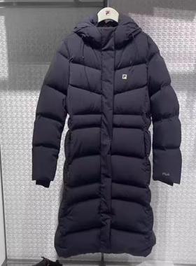 FILA斐乐2025年冬新款女装健身运动长款连帽保暖羽绒服A11W441907