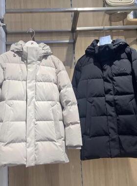 FILA斐乐2025年冬款男装休闲运动中长款连帽保暖羽绒服F11M448906