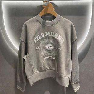 休闲宽松纯棉针织圆领卫衣F11W445201F 女装 斐乐fila正品 24冬新款