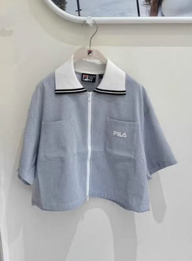 FILA斐乐2025年夏新款女装针织休闲舒适Polo领短袖衫F11W529403F