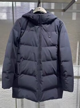 FILA斐乐2026年冬款时尚运动男子中长款鹅绒连帽羽绒服F11M543916