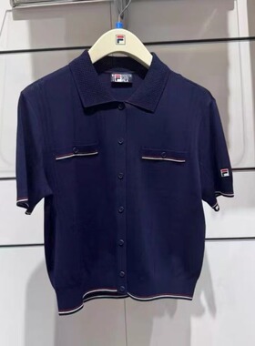 FILA斐乐女装2026春夏新款舒适基础短袖运动休闲编织衫F11W628412