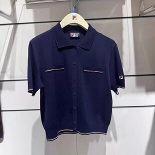 FILA斐乐女装2026春夏新款舒适基础短袖运动休闲编织衫F11W628412