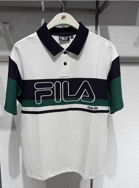 斐乐Fila正品25夏秋款男装运动针织休闲拼色短袖POLO衫F11M539102