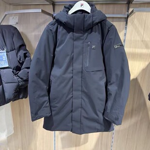 FILA斐乐2025冬季新款男子运动鹅绒连帽中长款羽绒服F11M543912
