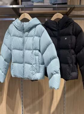 FILA斐乐2025年冬季新款女子休闲鹅绒连帽保暖羽绒服F11W543916F