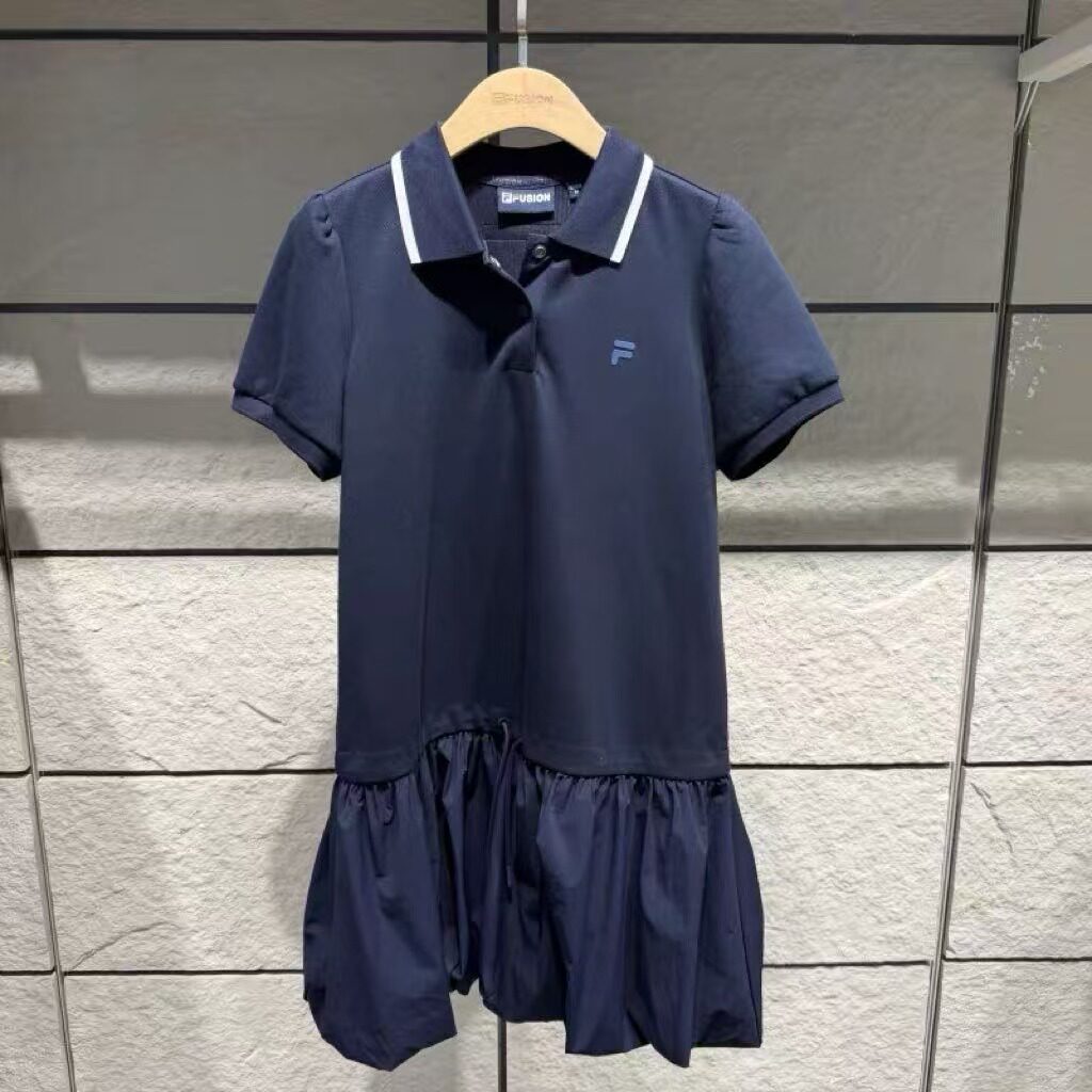 女装夏季新款休闲简约拼接POLO裙