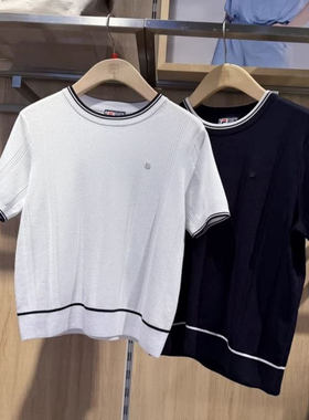 斐乐Fila正品25夏秋新款女装休闲舒适运动短袖编织衫F11W533412F