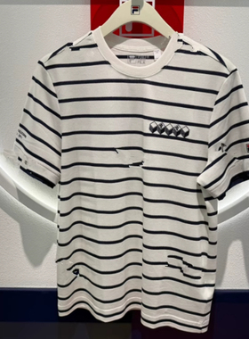 FILA斐乐2025夏新款男装运动休闲舒适针织短袖T恤衫F11M528117F