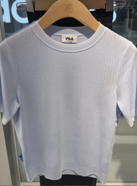 FILA斐乐2025夏秋款女装EMERALD圆领套头短袖编织衫F11W534406F