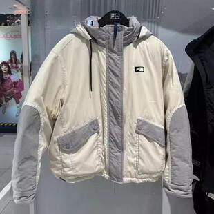 FILA斐乐潮牌2025年冬新款女装运动连帽鹅绒宽松羽绒服T11W446901