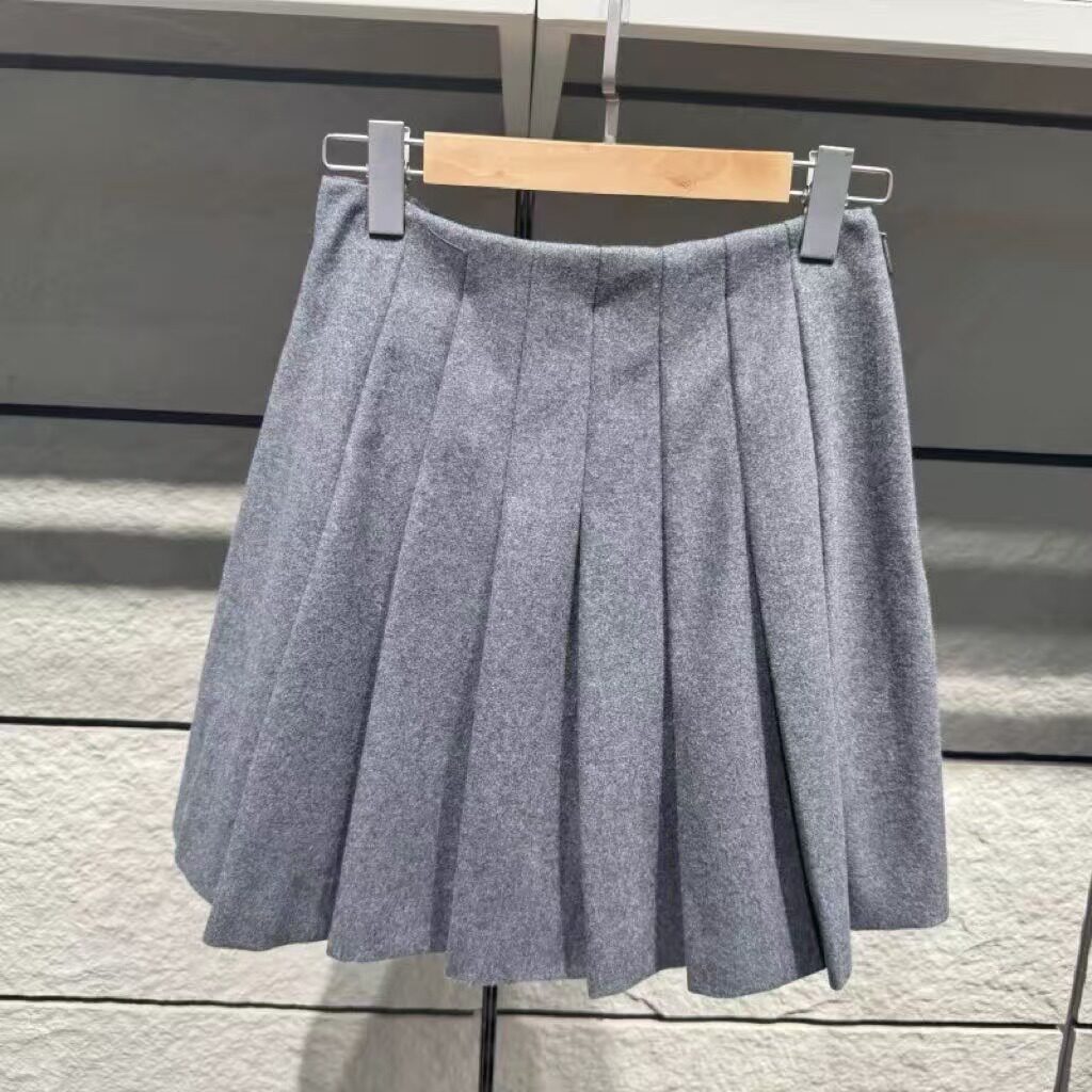 女士休闲百褶毛呢潮流半身裙