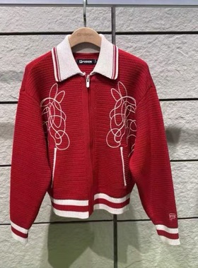 FILA斐乐潮牌2026年春季款新女子休闲宽松编织开衫T11W612401