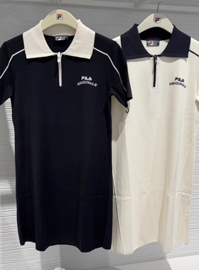 FILA斐乐2025夏新款女装运动休闲透气针织短袖连衣裙F11W529306