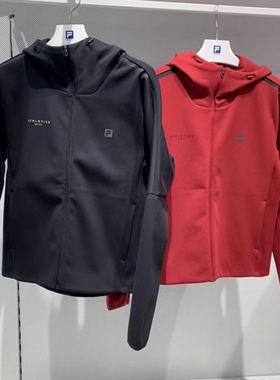 斐乐fila正品24春新款女装休闲运动宽松针织连帽外套A11M411506F