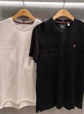 斐乐Fila正品24夏新款男装简约休闲运动针织短袖T恤衫F11M421116F