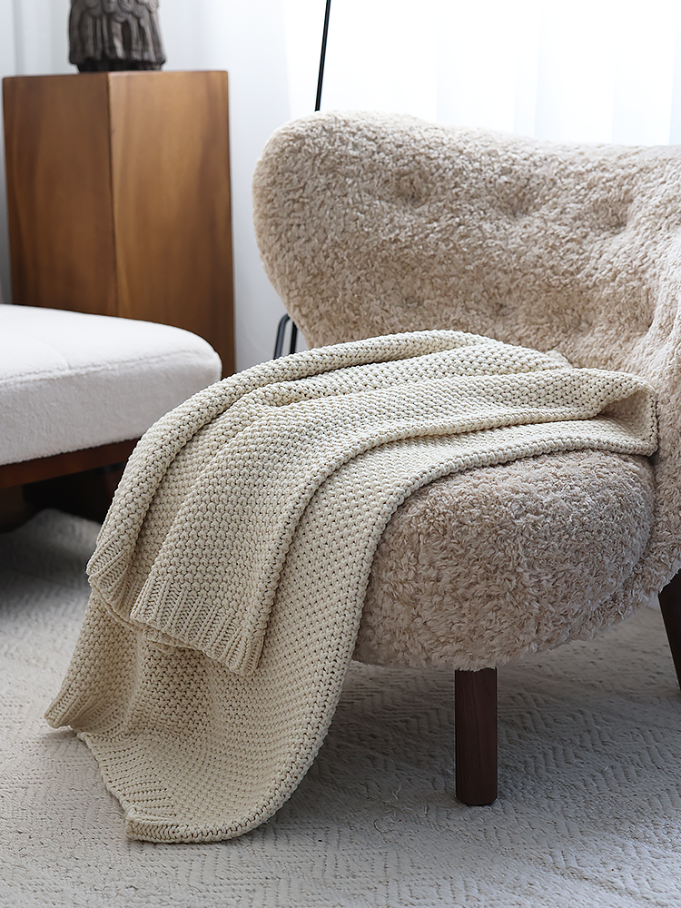 纯色简约针织毯美式小盖毯沙发毯