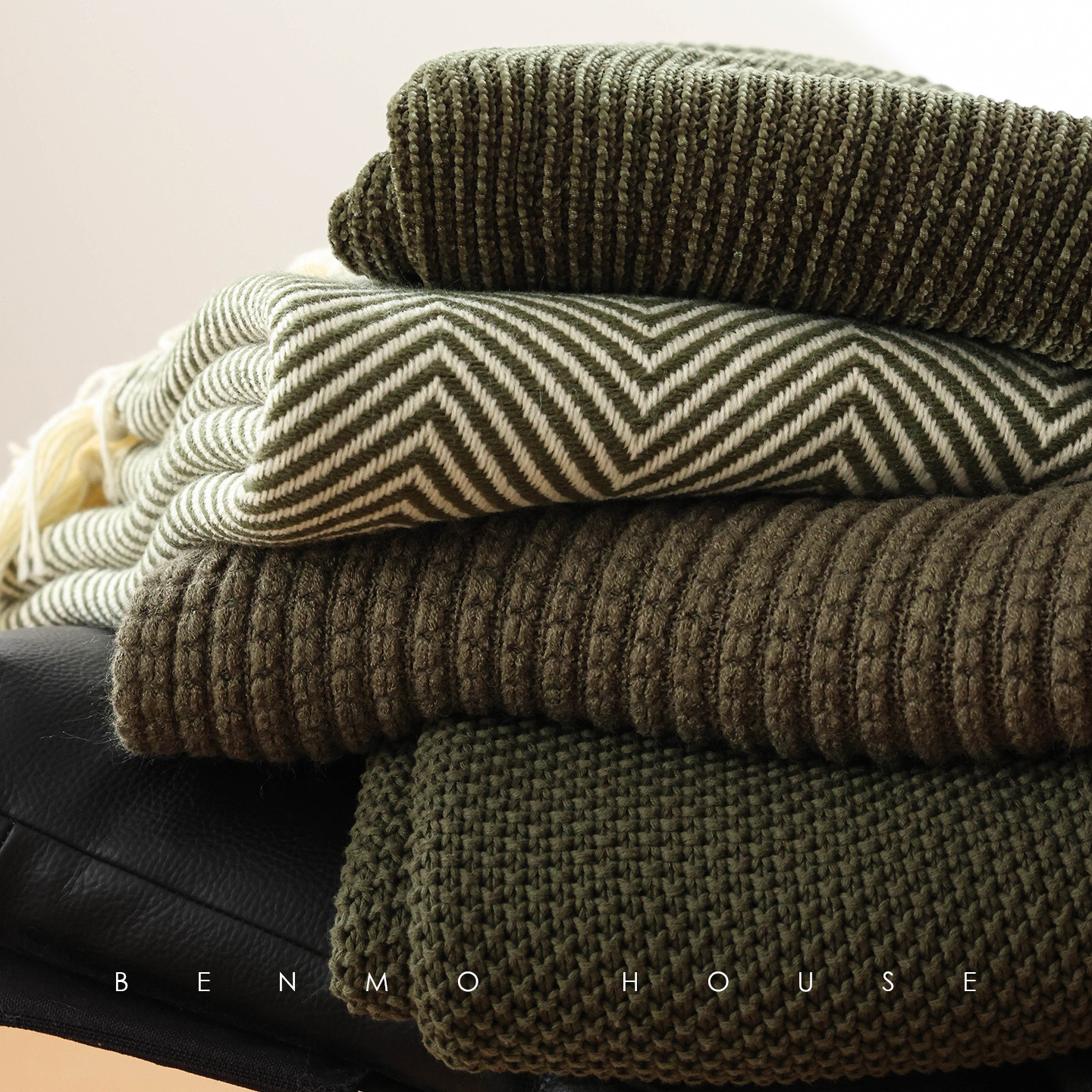 美式复古绿田园风针织沙发装饰毛毯盖毯午睡休闲毯子春夏新款纯色