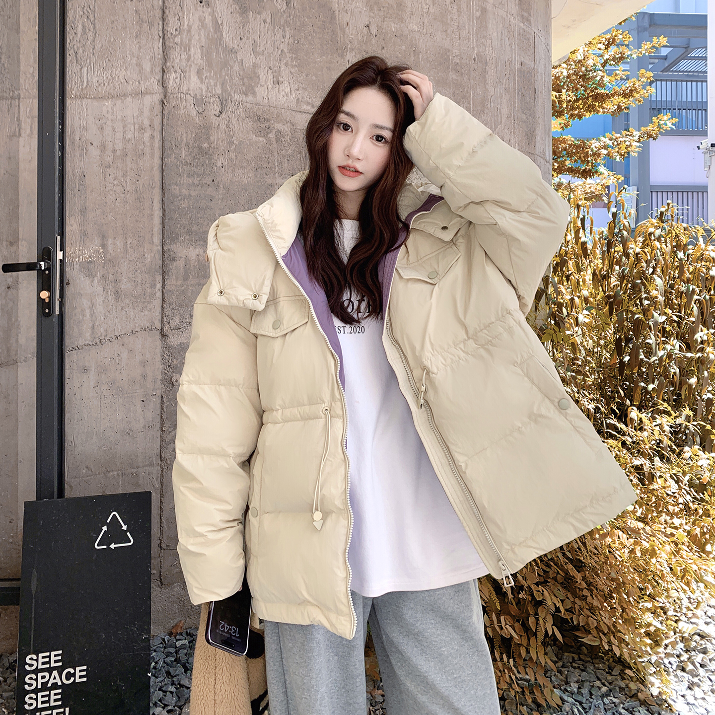 现货2025冬季新款128-25104-P295-K438撞色收腰90羽绒服，女装羽绒服，浙宝128（原290）