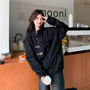 美式黑色短款夹克外套女春秋2025新款超火好看高级感小众休闲上衣图片