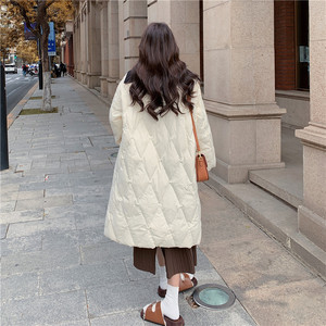 现货2025冬季128-1112-P240-K348可拆针织领菱形格羽绒服50绒