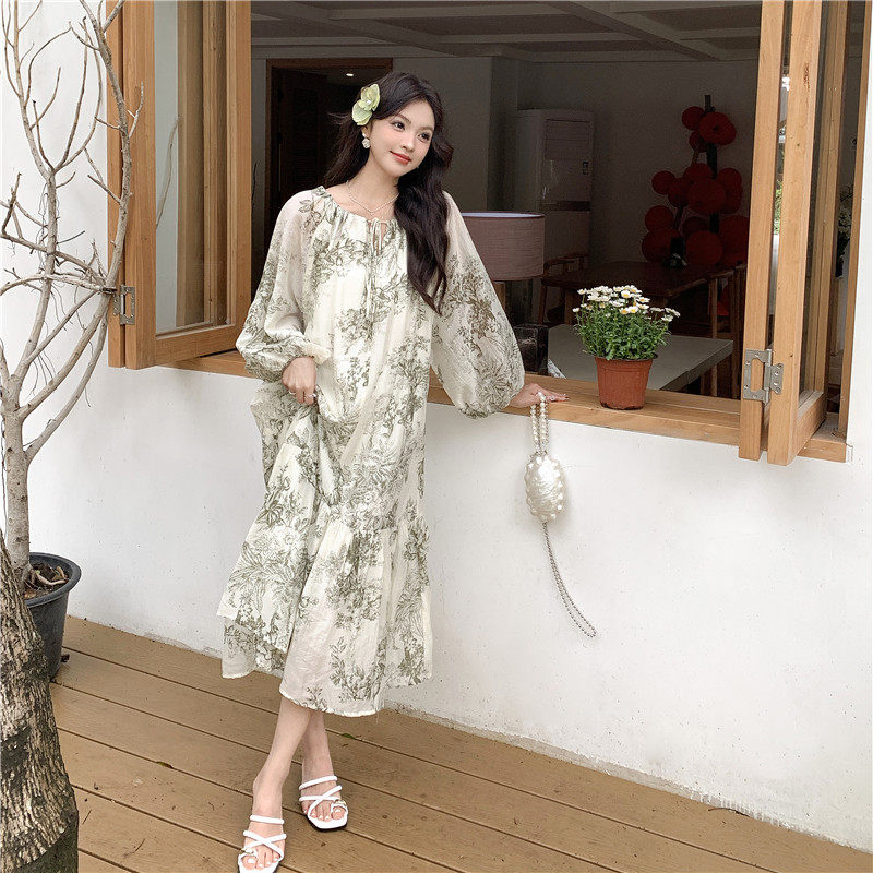 现货2025夏款小心机设计绿色碎花轻薄连衣裙128-Y17-P130-K198,女装连衣裙,浙宝128（原290）