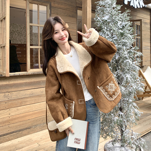 现货2025冬季新款128-25109-P225-K338刺绣短款皮毛一体送包包，女装棉衣/棉服，浙宝128（原290）