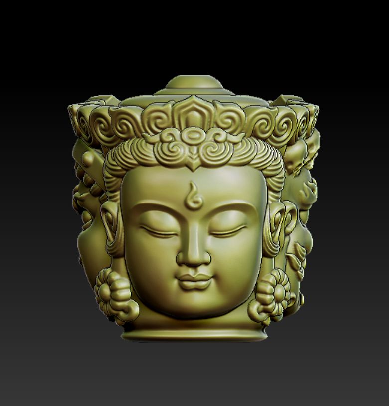 三面佛顶珠stl三维立体图雕刻文件数控加工图纸