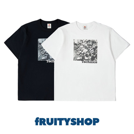 fRUITYSHOP｜唱机tee宽松潮牌简约短袖体恤潮流T恤