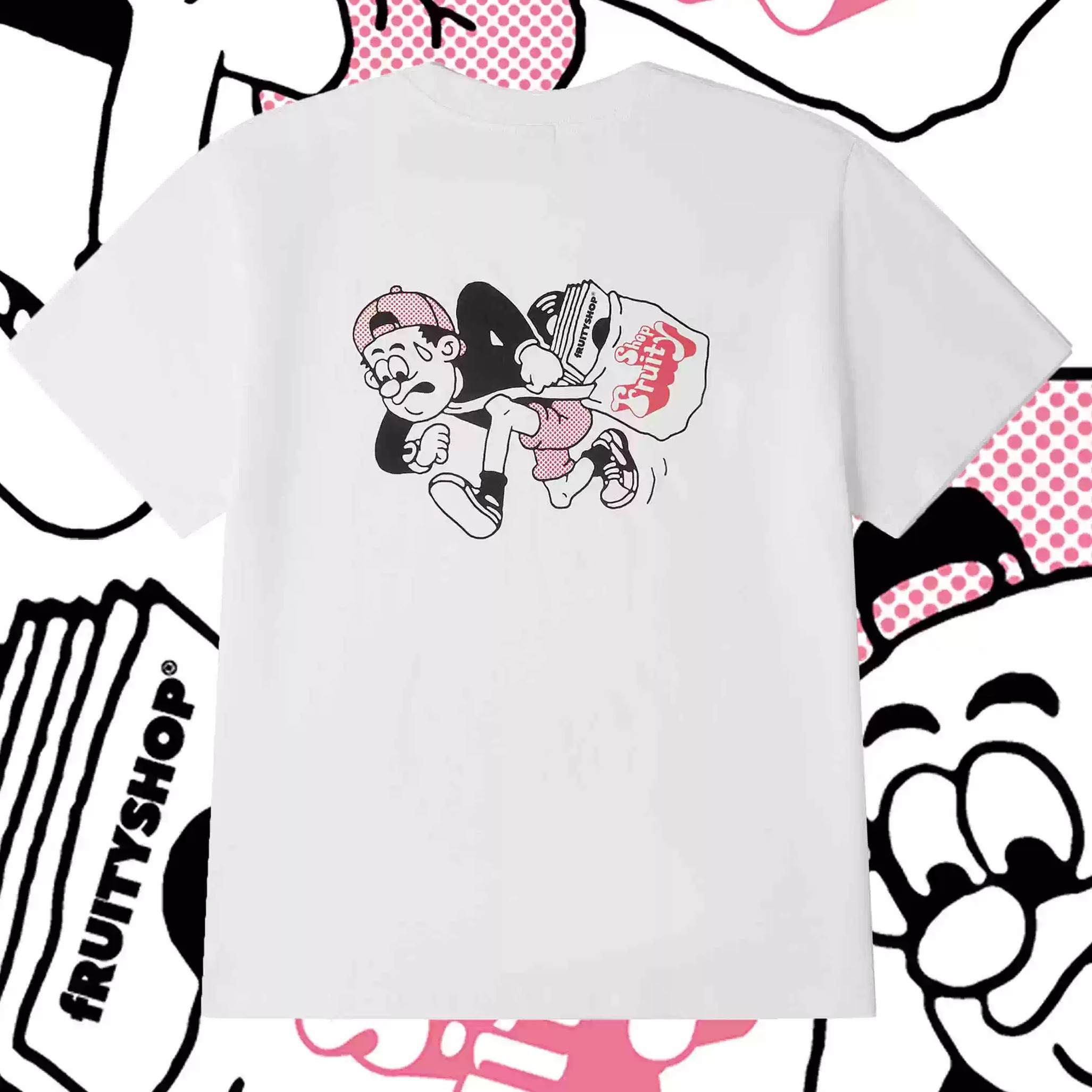fRUITYSHOP｜KompaktRecordBar演出联名T恤白色短袖夏日新款