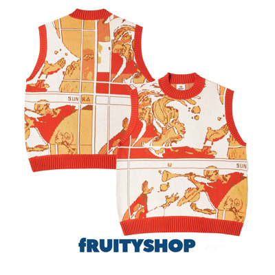 fRUITYSHOP｜SUNRA针织背心宽松圆领人像色块拳击针织毛衣线长袖