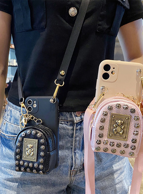 红米note9promax手机壳国外版10X收纳包包4G一体式5G插卡10Xpro创意可爱NOTE7小熊NOTE8PRO零钱包8T女9S挂绳