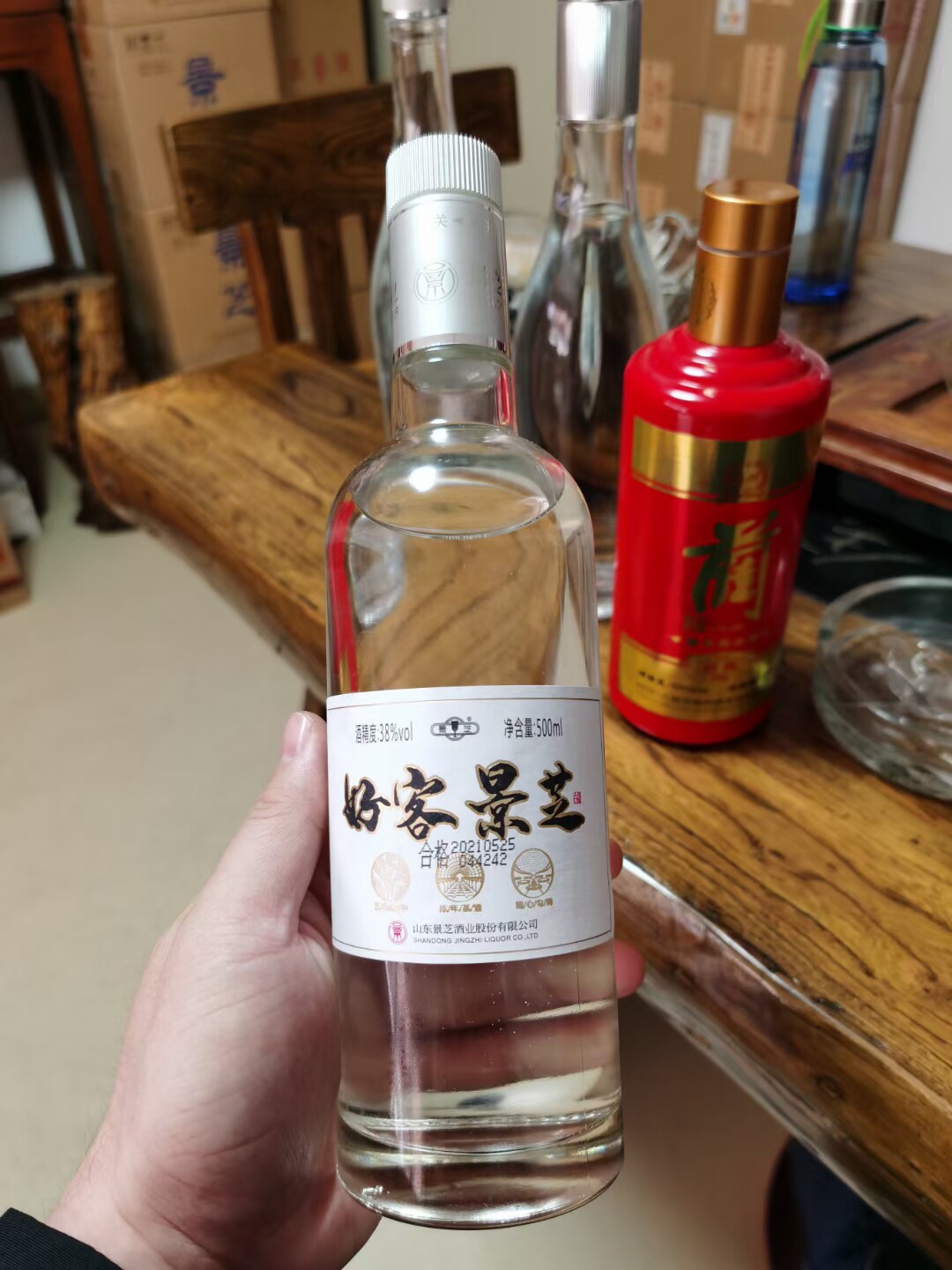 景芝浓香型白酒好客景芝38度500ml*6瓶整箱口粮自饮带手提绳光瓶