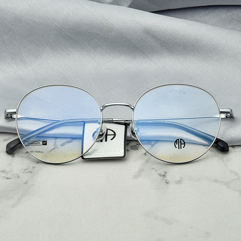 圆形镜框配近视范特西男女同款纯钛大中小号超轻全框远视眼镜架