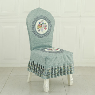 加厚通用欧式椅子套万能坐垫靠背连体罩美式弧形餐桌板凳座椅套罩