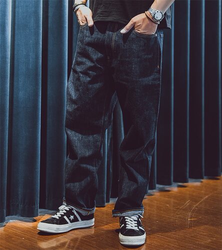 中高腰新疆长绒棉原色休闲牛仔裤