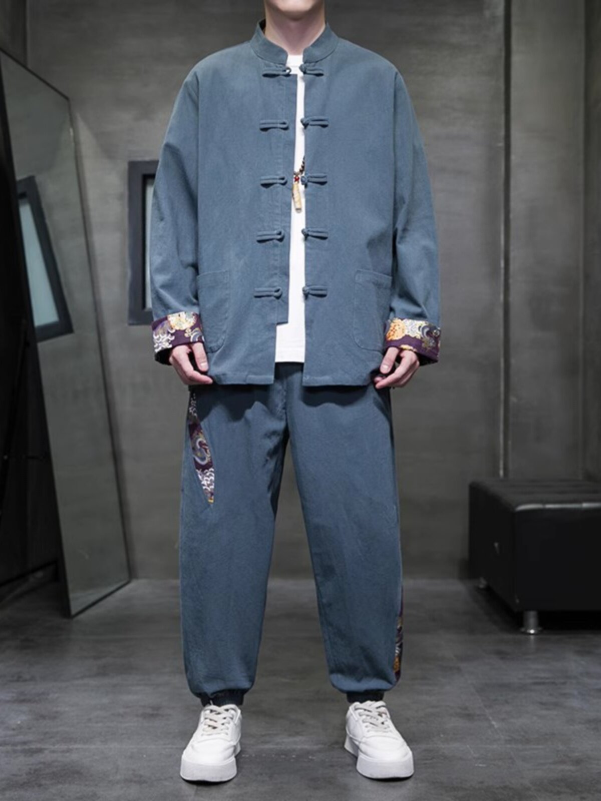 CHINESE STYLE MENS COTTON AND LINEN RETRO STYLE HANFU ZHONGSHAN SUIT LINEN SUIT ANCIENT COSTUME JACKET CHINESE YOUTH TANG SUIT TIDE