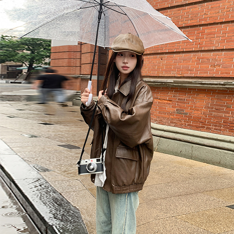 爆款皮衣冬季新款机车短款夹克情侣款宽松棉服女外套潮现货款