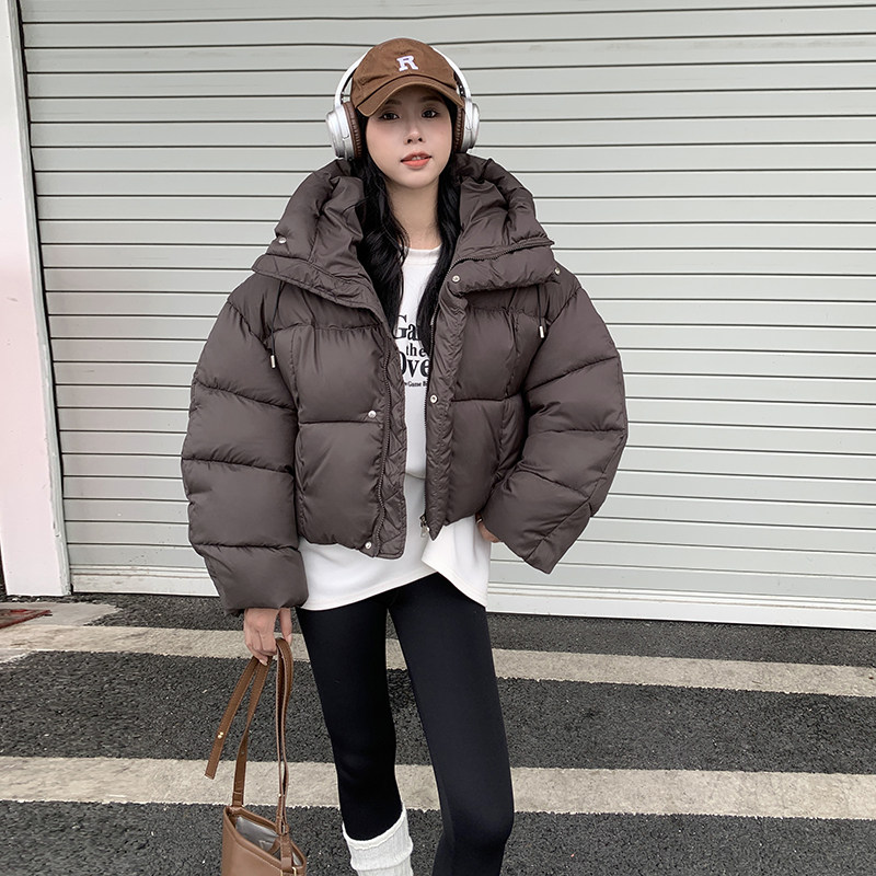 纯色连帽羽绒棉服冬季新款韩版时尚棉衣小个子面包服现货款