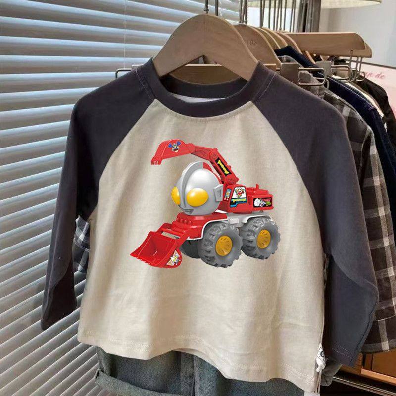 奥特曼新款男童纯棉长袖上衣春秋季儿童外穿T恤中大童洋气打底衫t