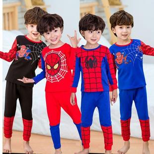 男女童纯棉保暖内衣套装秋冬加绒打底衫秋衣秋裤蜘蛛侠睡衣家居服