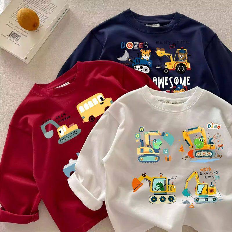 儿童宝宝春秋新款纯棉纯色卡通车长袖T恤百搭宽松小众爆款外穿潮t,童装/婴儿装/亲子装,儿童速干T恤,淘宝优惠券,粉丝福利购,淘宝优惠卷