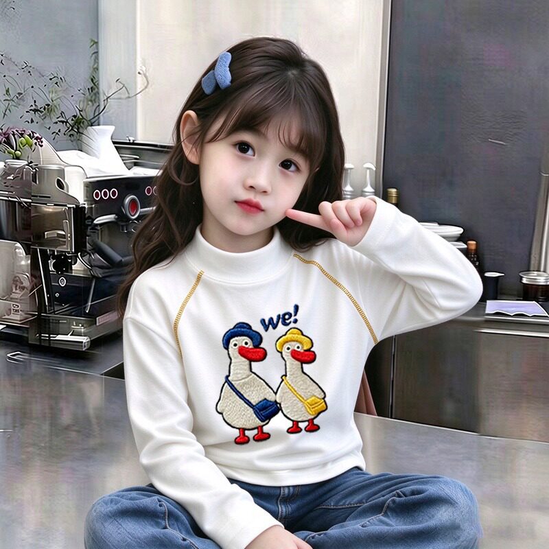 韩版女童洋气半高领德绒