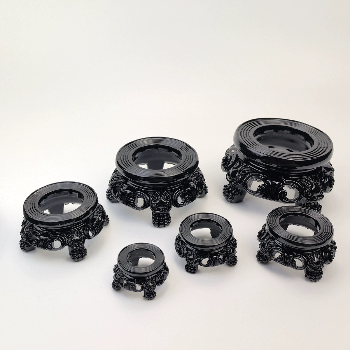 中式水晶球底座树脂雕花四脚座空心圈镂空复古原石展示架桌面摆件,家居饰品,桌面摆件,淘宝优惠券,粉丝福利购,淘宝优惠卷