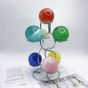 水晶球轻奢七球花瓶五球架圆球底座金属底托电镀球型七星阵摆件