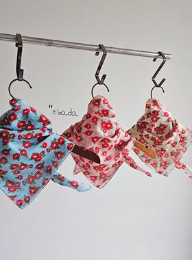 碎花红色围巾 方巾 ebada 新款 韩国东大门代购 52cm